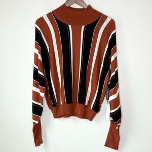 Leith Wool Blend Horizontal Stripe Mock Neck Sweater NWT - Women’s US M